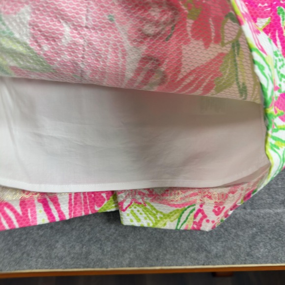 Lilly Pulitzer Maisie Stretch Shift Dress Womens 6 Floral Lace Trim Resort White - Picture 12 of 16